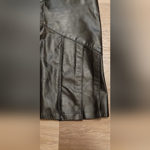VINTAGE LONG FULL LENGTH BLACK LEATHER SKIRT NO TAGS SIZE 4 - Picture 3 of 9